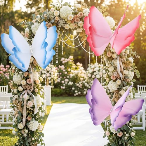 3 Pcs Giant Butterfly Decoration (Butterfly / Pink, Purple, Blue)