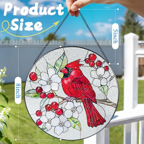 8″ Cardinal Stained Glass Suncatcher (Cardinal)