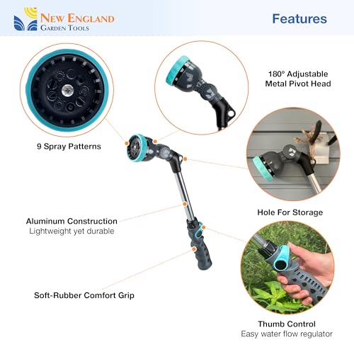 18 Inch Heavy Duty Metal Watering Wand with 9 Spray Patterns 600001 (18 Inch - 9 Pattern)