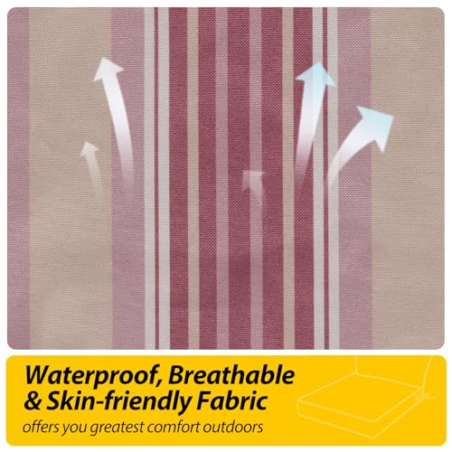Outdoor Chair Cushions (Dusty Rose Garden Stripe / 25.5"x25.5"x5" / 25.5"x13.5")