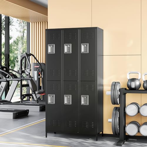 Metal Locker with 6 Doors (Black(4 Legs) / 6 Doors-Wide-71")
