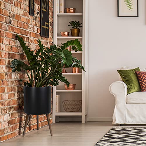 14 Inch Planter Pot with Wood Stand