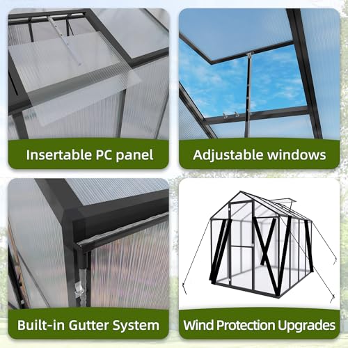 7.2FT High 6*10.2FT Greenhouse for Outdoors (6*10.2FT)