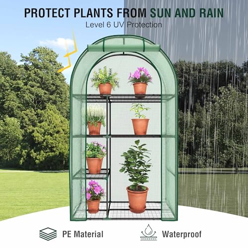 4 Tier Mini Greenhouse for Outdoors (Green / 63" x 40")