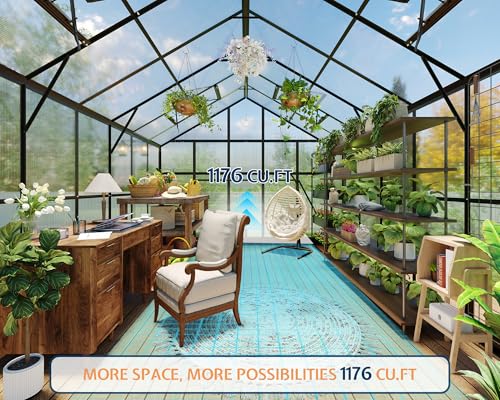 10x14x8.4 FT Polycarbonate Greenhouse with 4 Vent Windows