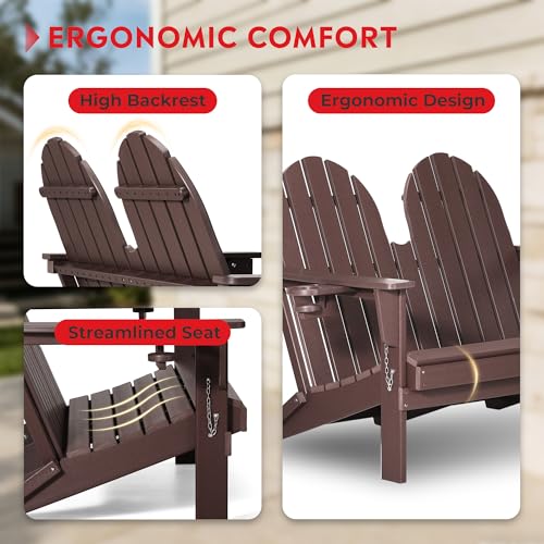 Outdoor Patio HDPE Adirondack Garden Skinny Bench (Dark Brown / 49.5IN)