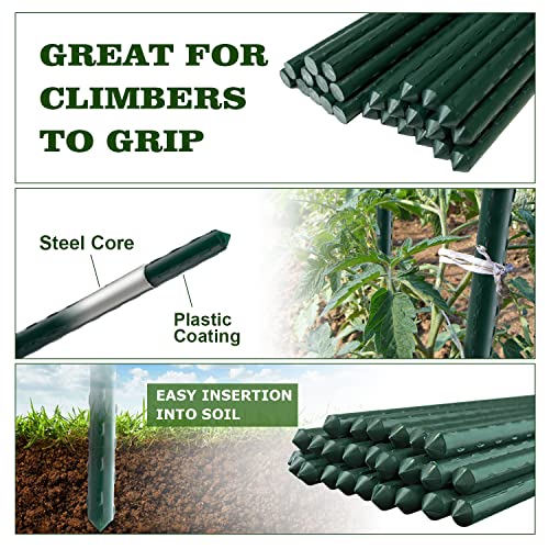 10pcs Steel Plant Stakes 6 Feet (6Ft, Pack of 10)