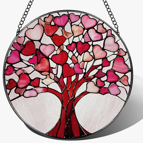 Stained Glass Window Hanging (Heart Tree)