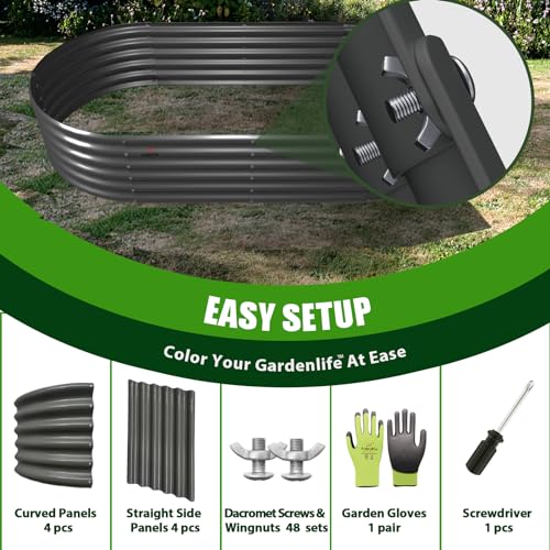 Anleolife 6x2x1.5ft Oval Galvanized Raised Garden Bed