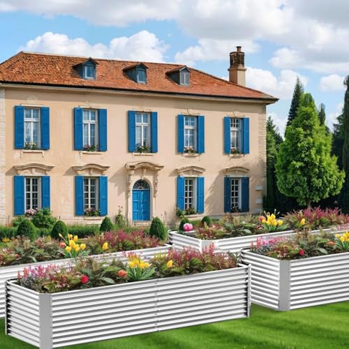2 Pack Tall Corrugated Galvanized Steel Raised Garden Bed Outdoor (4x2FTx15inch)