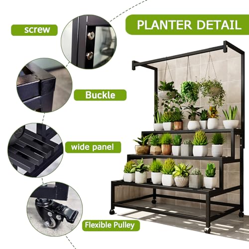 4 Tier Plant Stand on Wheels