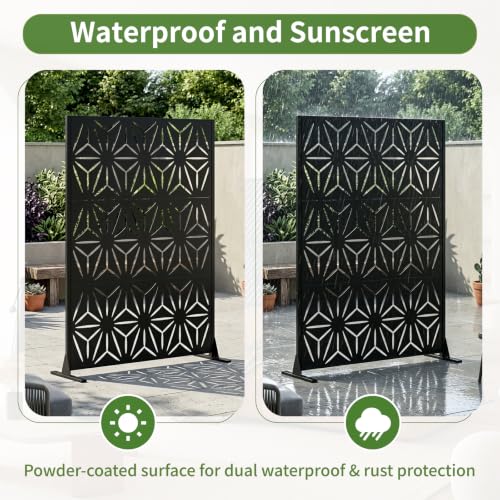 Metal Privacy Screen Outdoor Freestanding (Black / Rectangle D)