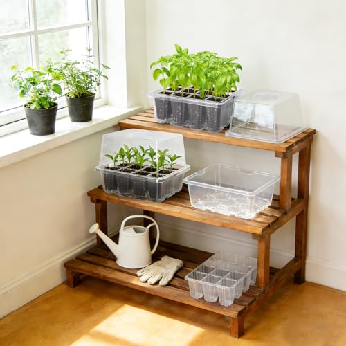 10 Pack Seed Starter Tray (Transparent / 12 Cell-10 Packs Elevated Cover)