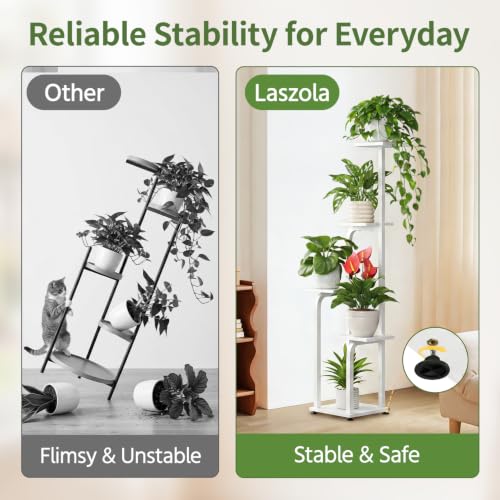 Plant Stand Shelf Tall for Indoor Corner Flower Rack (Classic White / 5 Tier)