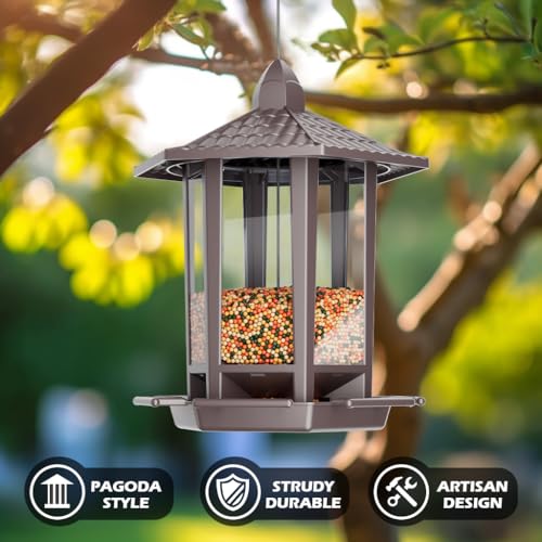 2 Pack Bird Feeders for Outdoor (Brown / 2 PACK)