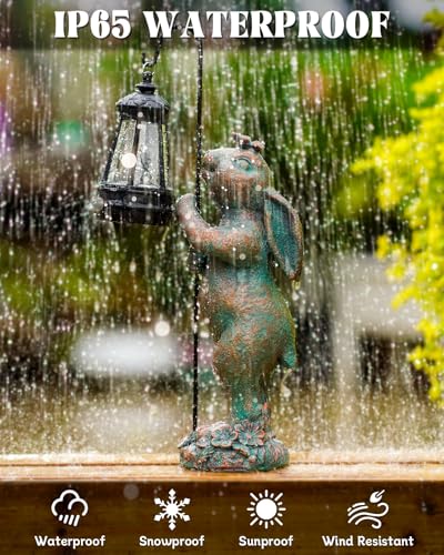Garden Statues Outdoor Bunny with Solar Lantern (Bunny)