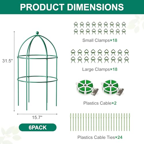 6 Pack Peony Cage (31.5"H x 15.7"W/6PC / Green)