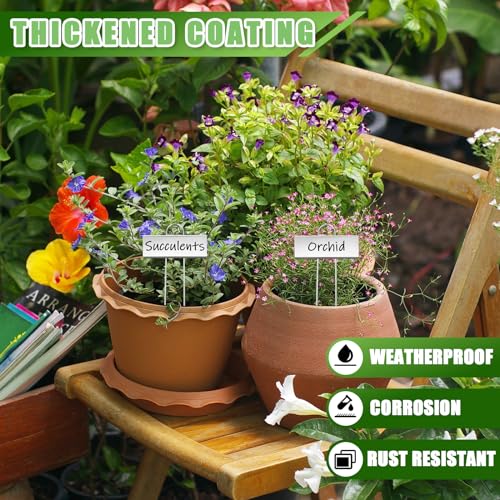 38 Pcs Metal Plant Markers Outdoor (Silver Label With Black Ink)