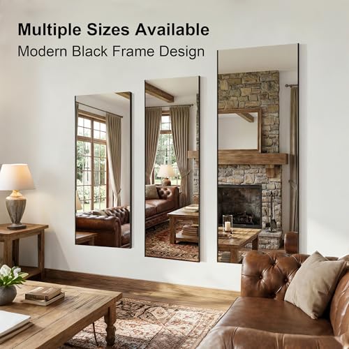 No-Nail Self-Adhesive Wall NanoMirror, 24 x 67 in, Black (Black / 67"L x 24"W)