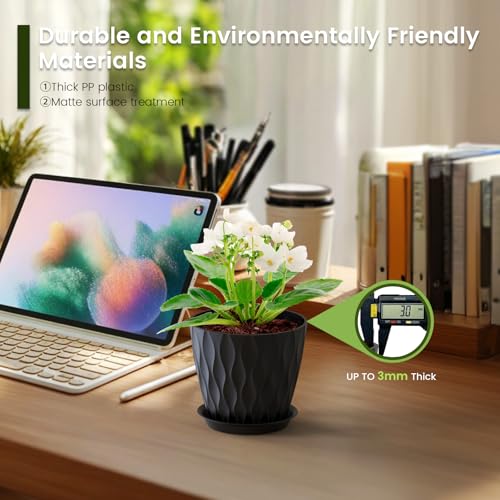 5 inch Plant Pots for Indoor Outdoor Plants (Black / 5 inch 6 pieces)