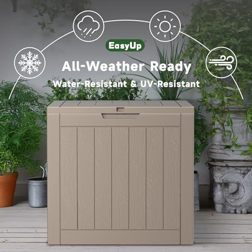 Outdoor Storage Box 38 Gallon Waterproof Resin Deck Boxes (Grey / 38 Gallon)