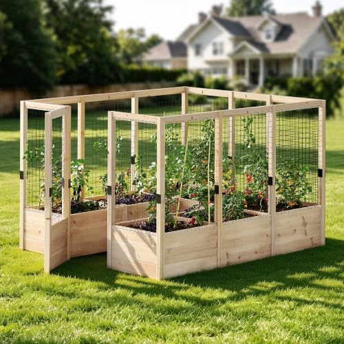 Raised Garden Bed with 19 Inch Deep Planter Box&Fence (7.5x9x6 FT)
