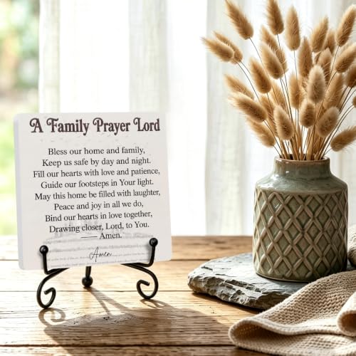 Christian Gifts Prayer Plaque for Home Book Shelf Table Decor 6.3x6.3 In 01 (Multicolor 1726 / Wooden sign with iron frame（6.3 x 6.3 inches）)