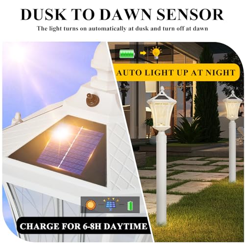 Outdoor Solar Post Lights with Pier Mount Base (L-1-WH)