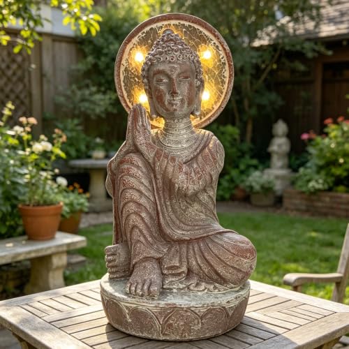 11.5in buddha statue outdoor (Rustic Sandstone)