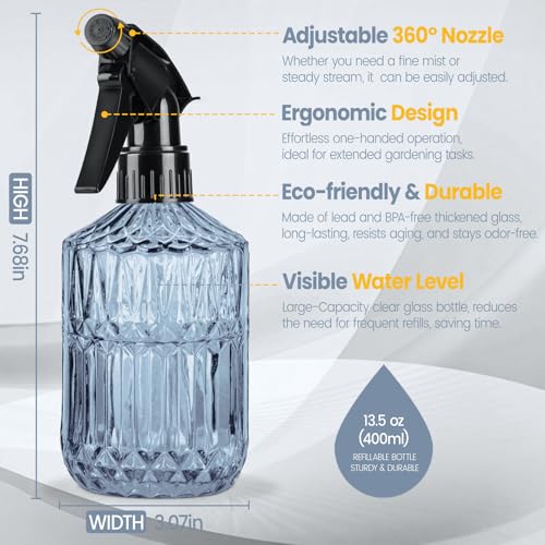 Glass Plant Mister Spray Bottle (Blue)
