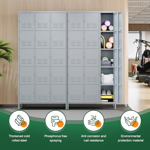 Metal Lockers for Employees (15 Door / Grey)