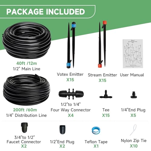 240FT Drip Irrigation System Kit (240FT Drip System Kit)