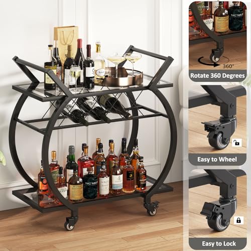 Bar Cart with Glass (Black)