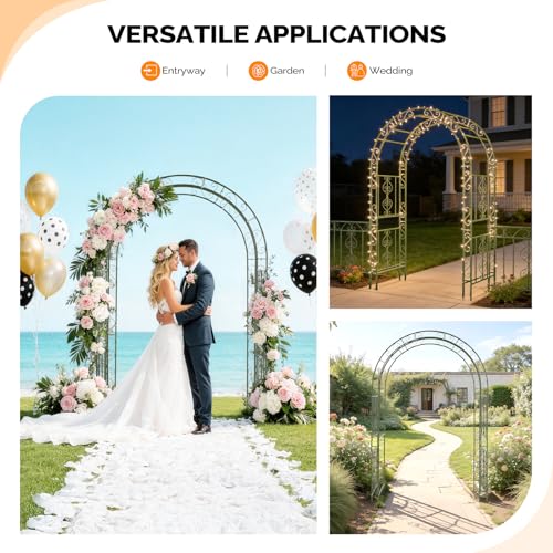 Garden Arbor Double Layer Arch Archway for Wedding Ceremony Party (Olive Green / 7 FT)