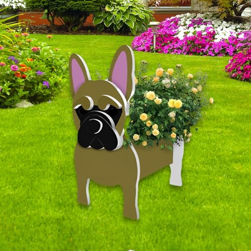 Yellow French Bulldog Dog Planter Pots