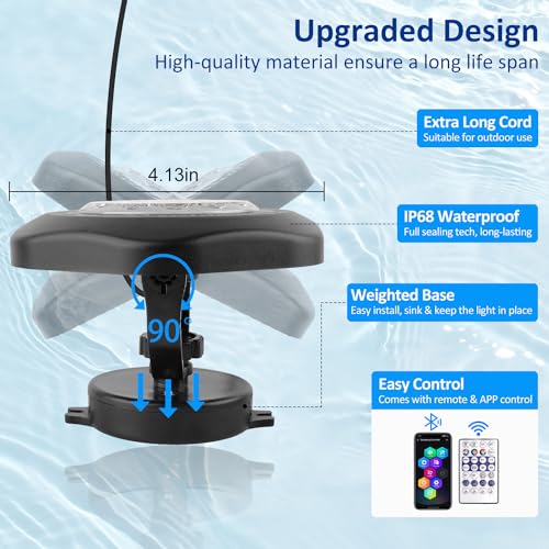 Pond Lights LED Underwater 16M Colors with App and Remote 4 Pack (Set of 4)