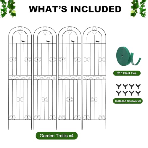 4 Pack 86.7" H x 19.7" WMetal Garden Trellis with Black Coating (86.7" H)