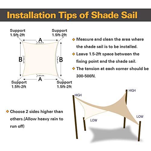 7'X13' Sun Shade Sail Cream Curved Rectangle (Cream / 7'X13' custom)