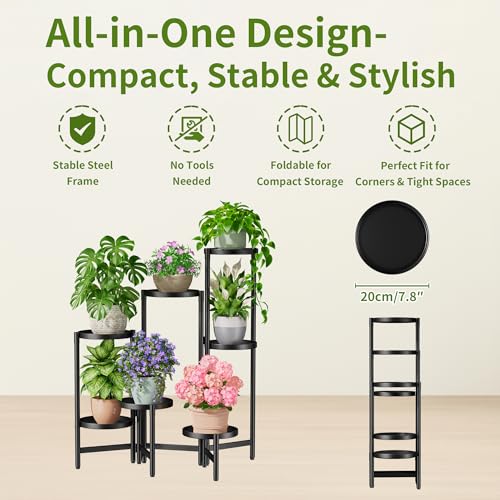 7 Tiers Plant Stand Indoor for Multiple Large Planter (BlackDisk / 7-tiers)