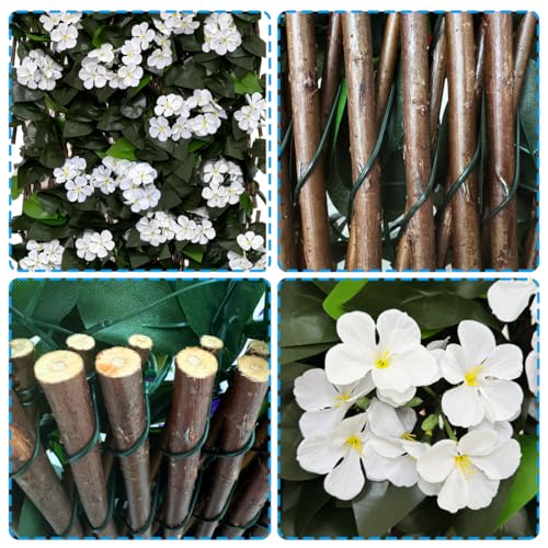 Expandable Fence Privacy Screen for Balcony Patio Outdoor (WHITE FLOWER)