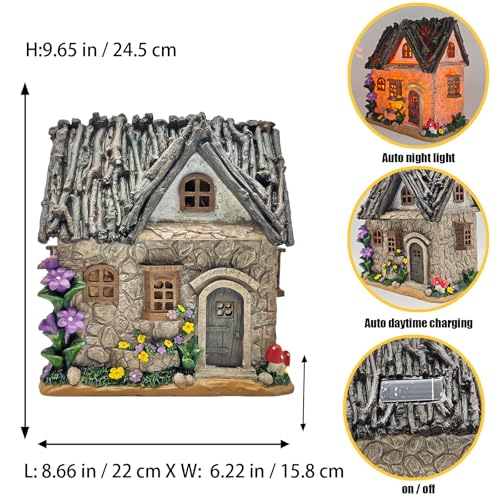 Enchanted Fairy Garden Cottage with Twig Roof & Floral Accents (Enchanted Fairy Cottage)
