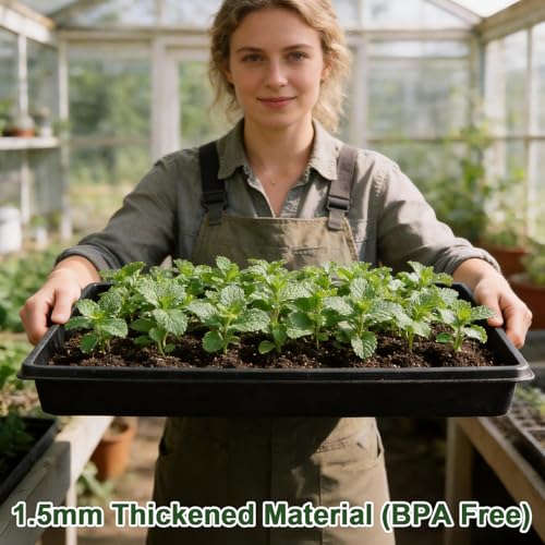 4 Pack 1020 Seed Starter Tray with Grow Light & 6.3" Tall Humidity Dome (4p 1020Trays+6.3''Domes+Lights)