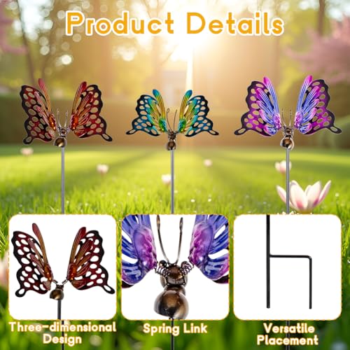 3 Pack Butterfly Decorative Garden Stakes (Butterfly-c)
