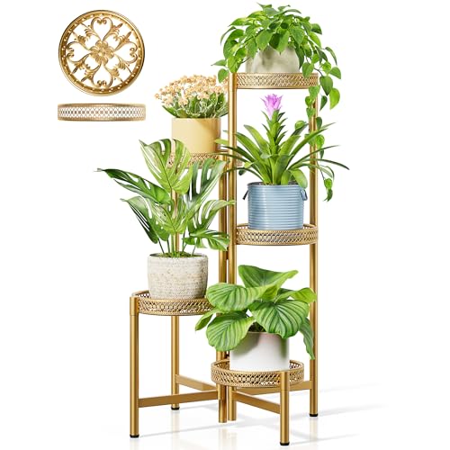 Gold Plant Stand Indoor Outdoor (GoldWave / 5-tiers)