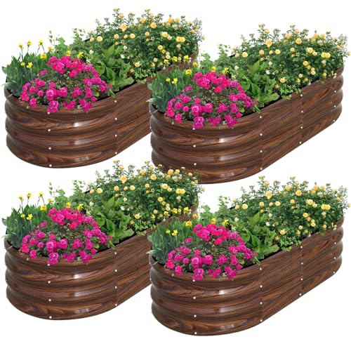 Galvanized Raised Garden Bed Outdoor (Brown / 4x2x1 ft (4 count))
