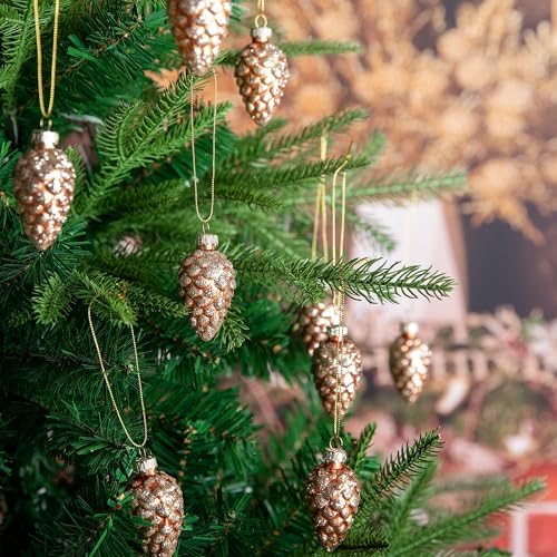 20 Pcs Christmas Pinecone Glass Hanging Ornaments (A Style / 20 Pcs)