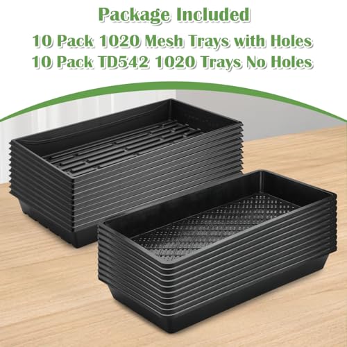10 Pack 1020 Trays and 10 Pack 1020 Mesh Bootom Trays (21L x 11 W x 2.5 H)