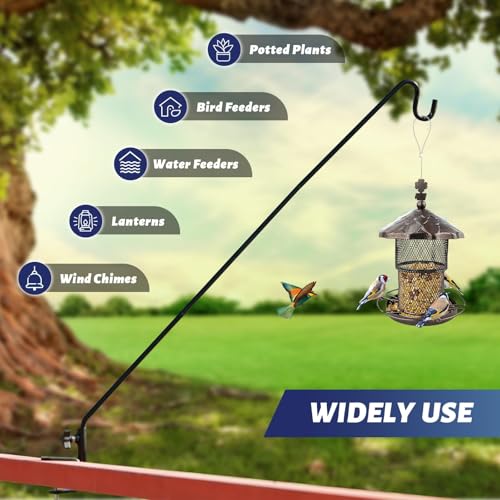 2 Packs 3 Inch Clamp 28" Long Deck Hook Wall Pole Wall ounted Deck Hook Extensible and Adjustable Wal!Bracket for Hanging Bird Feeder (Deck Hook - 28 Inch - 2 Packs)