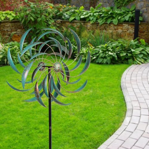 Large Wind Spinners Outdoor Waterproof Metal Wind Sculptures & Spinners for Garden Patio Lawn Decor Artistic Gift (23" Dia(Light Green))