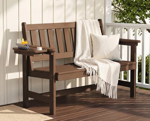 HDPE Outdoor Bench with Foldable Cup Holder (2 Count)